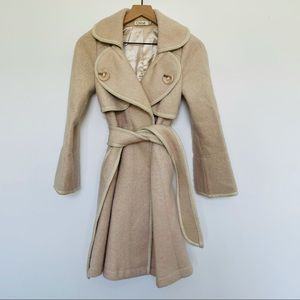 Vintage Chloe Beige Wool Belted Coat Size 4